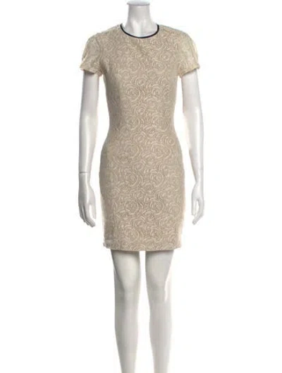 Pre-owned L'agence Crew Neck Mini Dress In Neutral