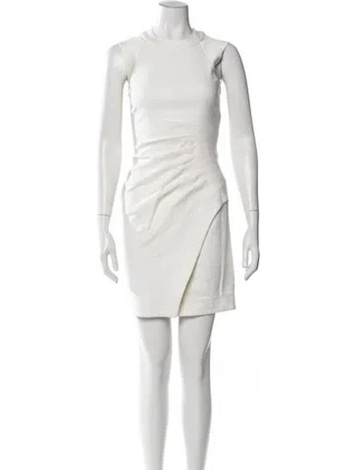 Pre-owned L'agence Crew Neck Mini Dress In White