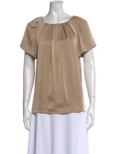 Pre-owned L'agence Crew Neck Short Sleeve Blouse In Neutral