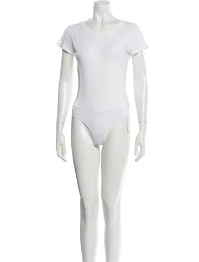 Pre-owned L'agence Crew Neck Short Sleeve Bodysuit In White
