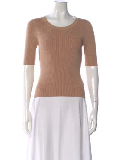 Pre-owned L'agence Crew Neck Short Sleeve Top In Brown