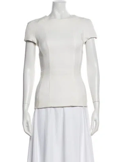 Pre-owned L'agence Crew Neck Short Sleeve Top In White