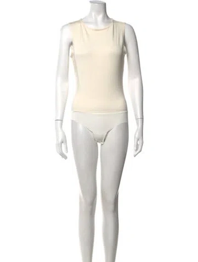 Pre-owned L'agence Crew Neck Sleeveless Bodysuit In Neutrals