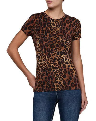 L'agence Crewneck Short Sleeve Javan Leopard Tee In Brown