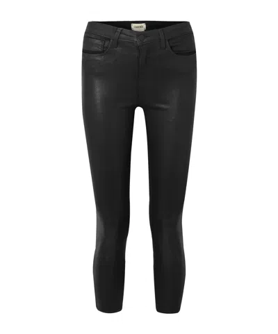 L'agence Cropped Coated High-rise Skinny Jeans In Black