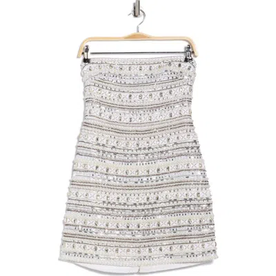 L'agence Crystal Embellished Strapless Minidress In Gray