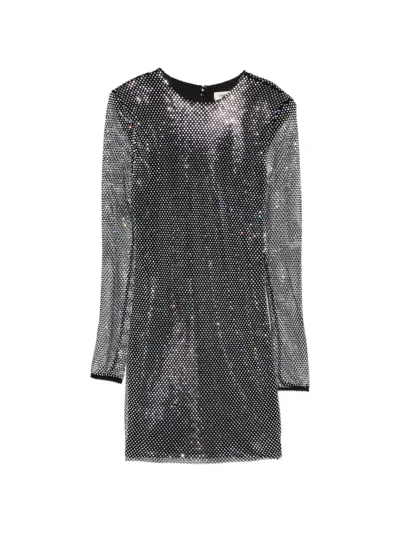 L'agence Crystal-embellished Long-sleeve Dress In Silver