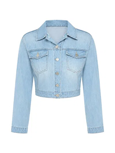 L'agence Dakota Cropped Denim Jacket In Blue