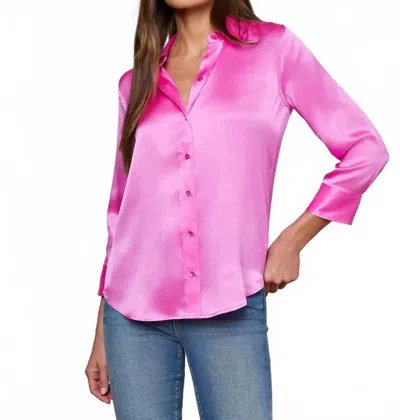 L'agence Dani 3/4 Sleeve Blouse In Bright Purple Fuschia In Pink