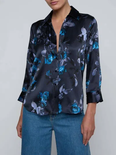 L'agence Dani 3/4 Sleeve Blouse In Midnight Multi Moon Floral