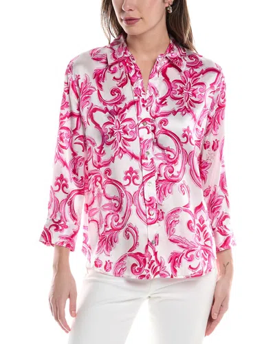 L'agence Dani 3/4-sleeve Silk Blouse In Animal Print