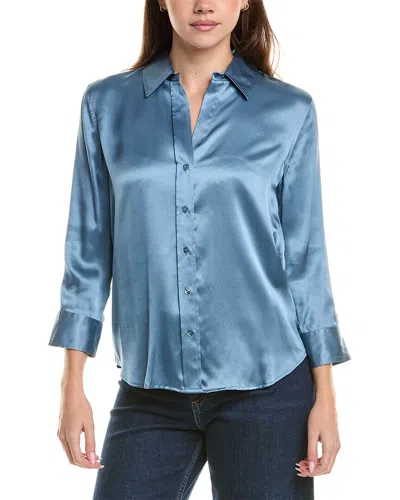 L'agence Dani 3/4-sleeve Silk Blouse In Blue
