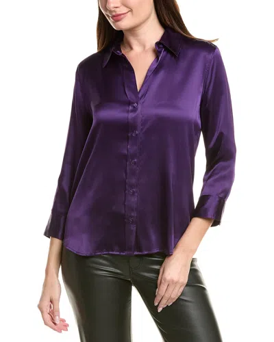 L'agence Dani 3/4-sleeve Silk Blouse In Blue