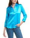 L'agence Dani 3/4-sleeve Silk Blouse In Blue