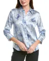 L'agence Dani 3/4-sleeve Silk Blouse In Blue