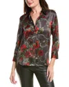 L'agence Dani 3/4-sleeve Silk Blouse In Gray