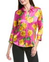 L'agence Dani 3/4-sleeve Silk Blouse In Multi