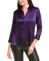 L'agence Dani 3/4-sleeve Silk Blouse In Purple