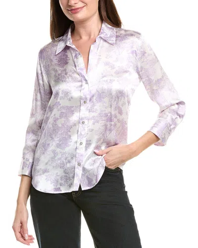 L'agence Dani 3/4-sleeve Silk Blouse In Purple