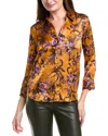 L'agence Dani 3/4-sleeve Silk Blouse In Yellow