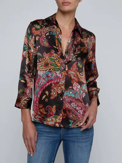 L'agence Dani Blouse In Black Paisley In Multi