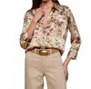 L'agence Dani Blouse In Tan Multi Western Cards In Multi