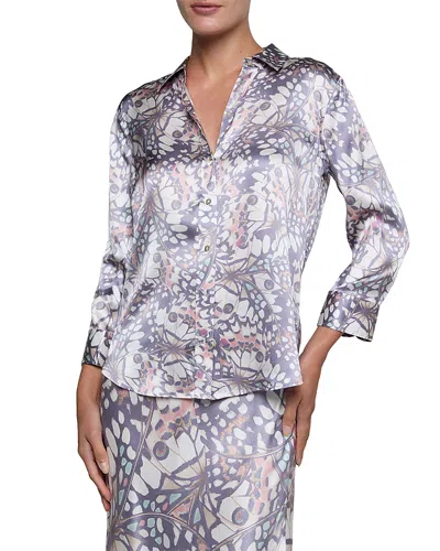 L'agence Dani Butterfly 3/4 Sleeve Blouse In Gray