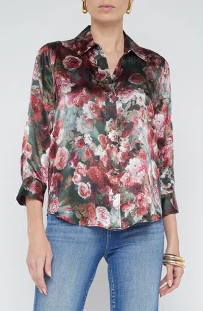 L'agence Dani Floral Silk Button-up Shirt In Multi