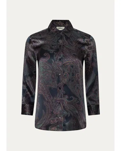 L'agence Dani Paisley Silk 3/4 Sleeve Blouse In Multi