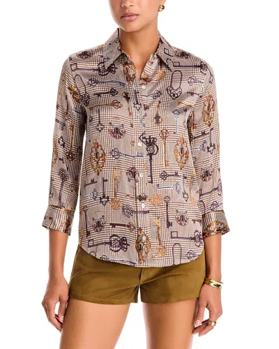 L'agence Dani Printed Silk Blouse In Multi