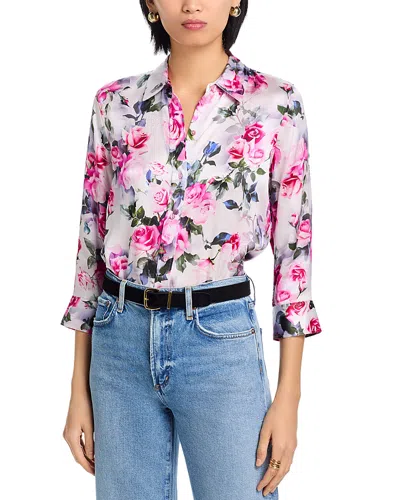 L'agence Dani Silk 3/4 Sleeve Blouse In Pink