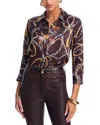 L'agence Dani Western Chain Print Silk Button-up Shirt