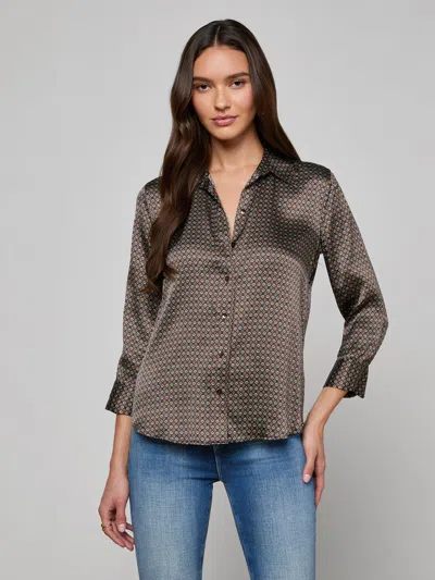 L'agence Dani Silk Blouse In Brown