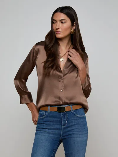 L'agence Dani Silk Blouse In Brown