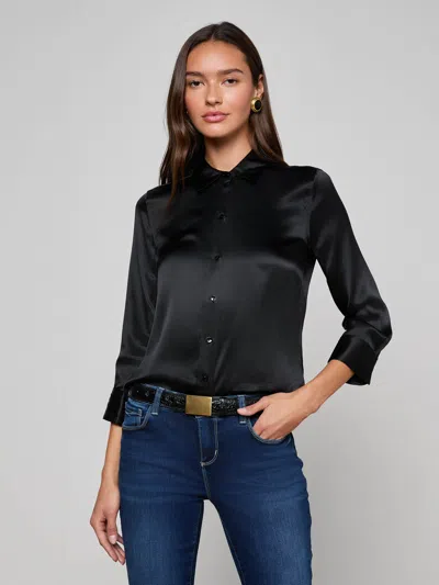 L'agence Dani Silk Blouse In Black