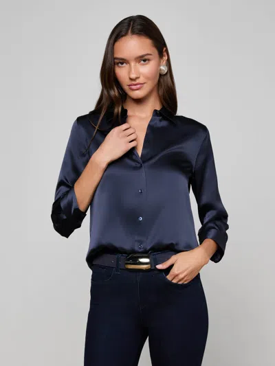 L'agence Dani Silk Blouse In Blue