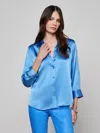 L'agence Dani Three-quarter Sleeve Top In Blue