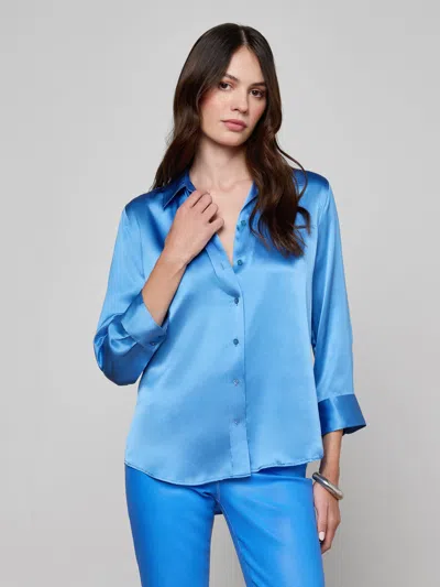 L'agence Dani Silk Blouse In Blue