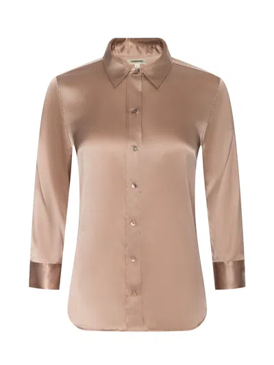L'agence Dani Silk Blouse In Brown