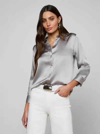 L'agence Dani Silk Blouse In Gray