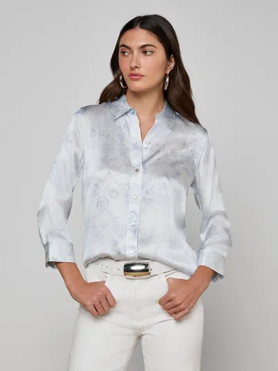 L'agence Dani Silk Blouse In Gray
