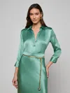 L'agence Dani Silk Charmeuse Blouse In Green