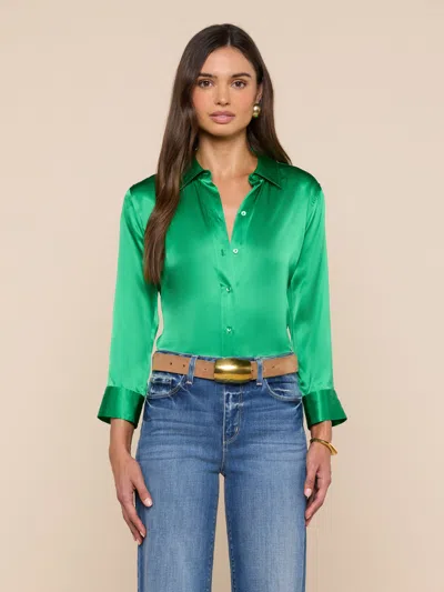 L'agence Dani Silk Blouse In Green