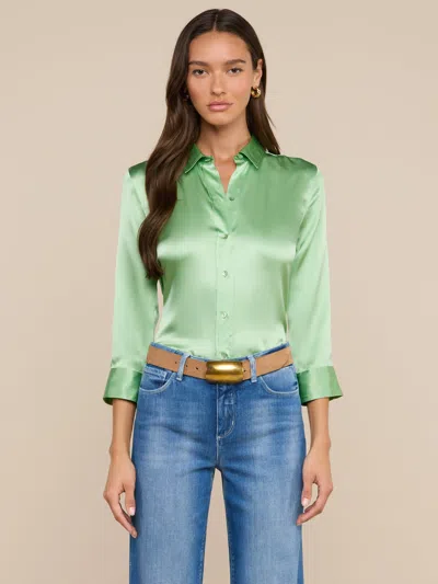 L'agence Dani Silk Blouse In Green