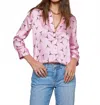 L'agence Dani Silk Blouse In Blush Bronze Bulls Head In Pink