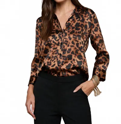 L'agence Dani Silk Blouse In Brown Multi