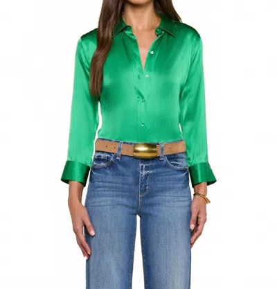 L'agence Dani Silk Blouse In Island Green