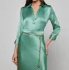 L'agence Dani Silk Charmeuse Blouse In Green