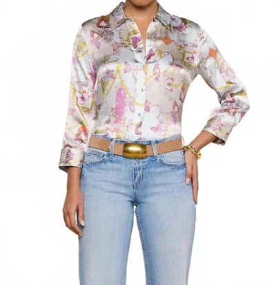 L'agence Dani Silk Blouse In Multi Baroque Toile