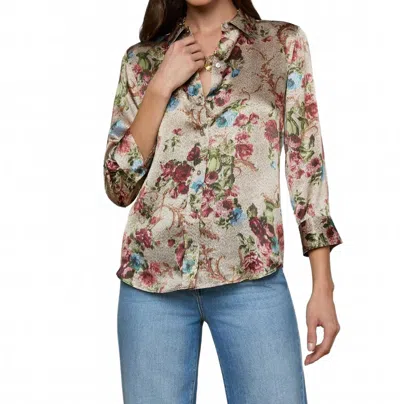 L'agence Dani Silk Blouse In Multi Floral Tapestry